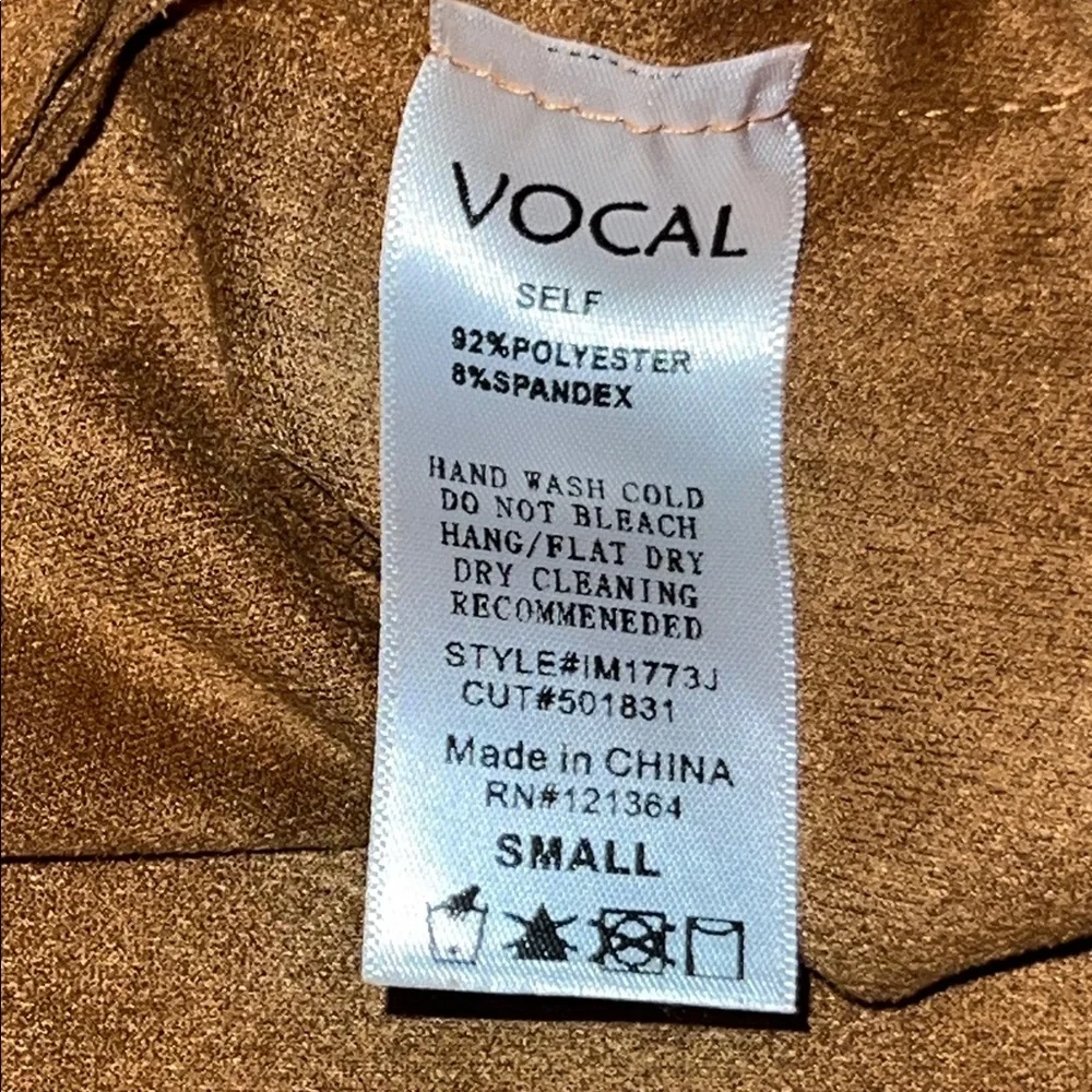 Vocal Tan Faux Suede Western Jacket with Fringe Size Small - Picture 6 of 6